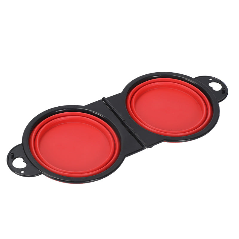 Silicone Portable Outdoor Pet Folding Out Feeder One Dog Bowl