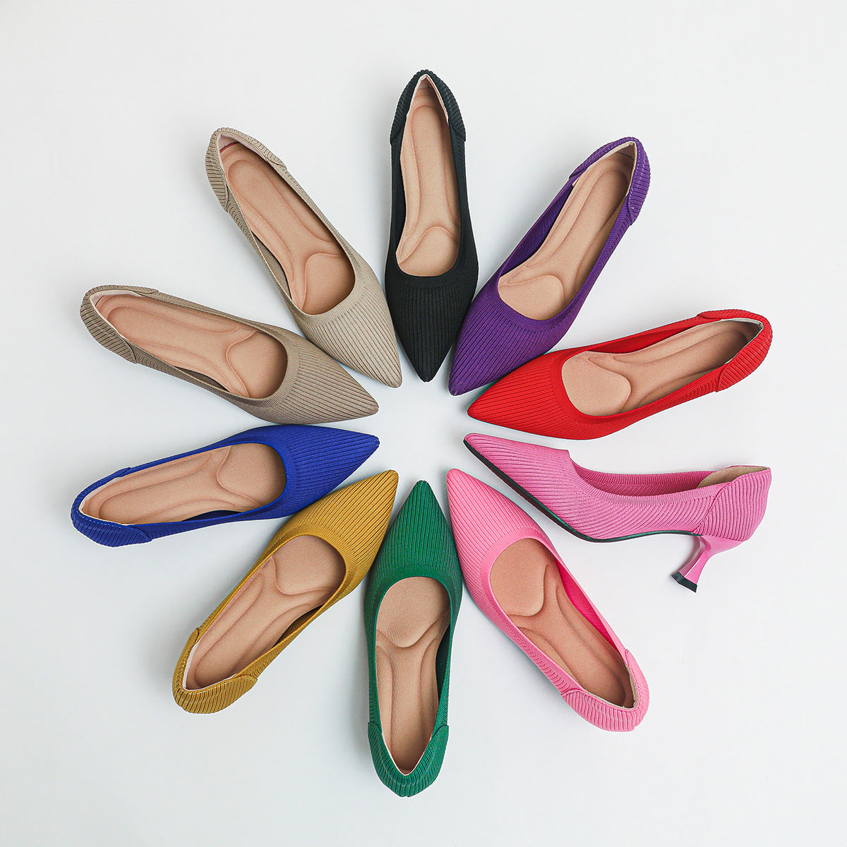 High Heel Fashion Straight Grain Flying Woven Shoes