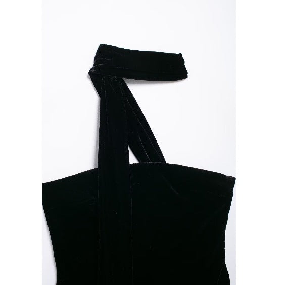 Solid Color Sleeveless Scarf Velvet Top