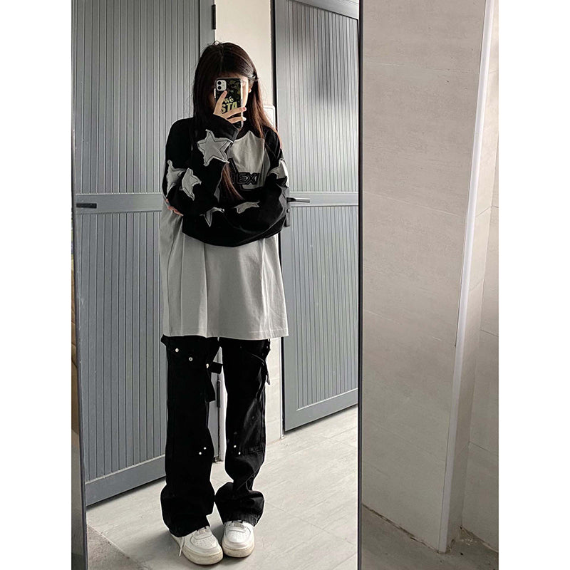 Patch XINGX Long-sleeved T-shirt Women's Retro Top