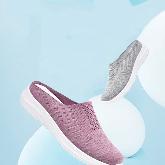 Plus Size Toe Cap Semi Slipper Breathable Soft Bottom Casual Mom Shoes Outdoor Slippers