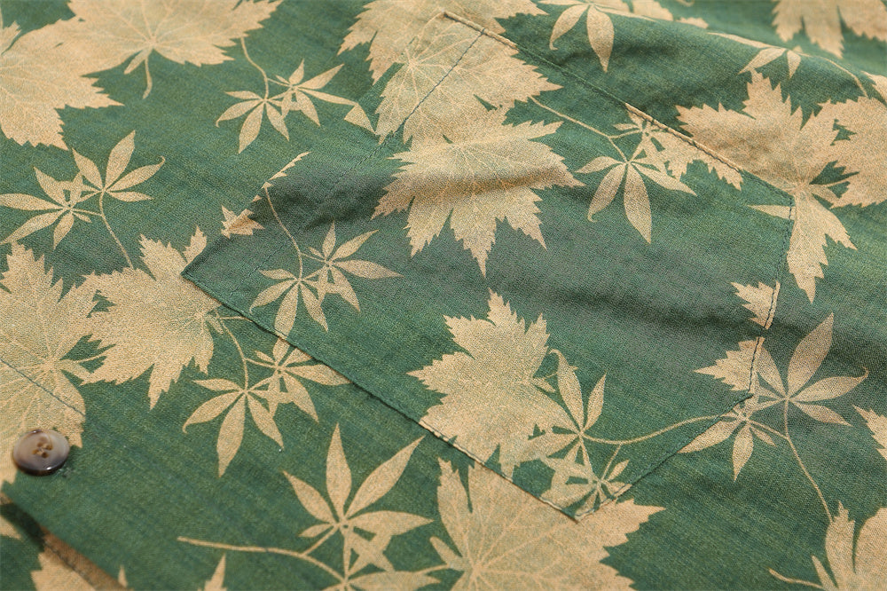 Full Printed Maple Leaf Long Sleeve Shirt Men Spring And Autumn Japanese Style