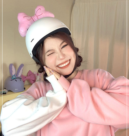Bow Electric Motorcycle Helmet Ski Helmet Decoration Cartoon Cute Little Girl Accessories