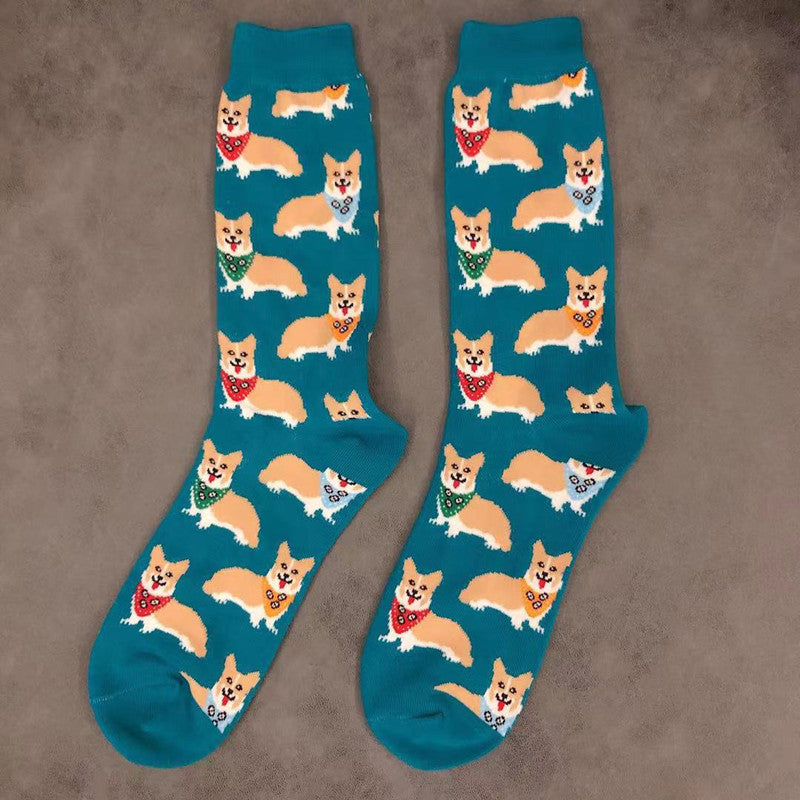 Cute Corgi Three Dimensional Love Butt Small PP Cute Medium Tube Socks
