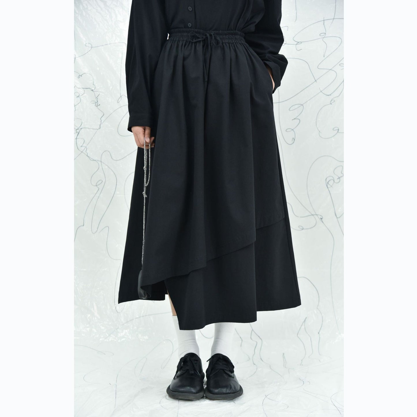 Early Spring Art Retro Versatile Irregular Hem Double Layer Lamination Design Japanese Skirt