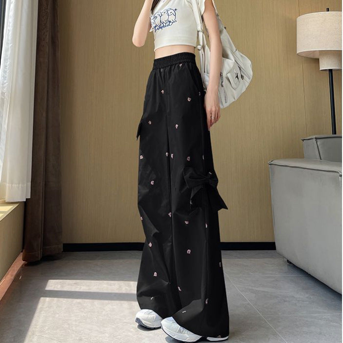 Printed Three-dimensional Bow Decoration Sweet And Spicy Bear Casual Working Pants
