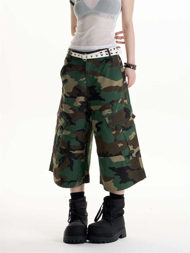 American Retro Simple Camouflage Cargo Pants