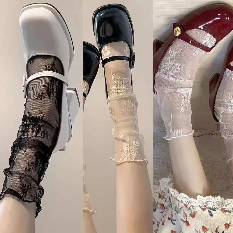 Lace Socks For Women Ultra-thin Mesh Mary Jane Style