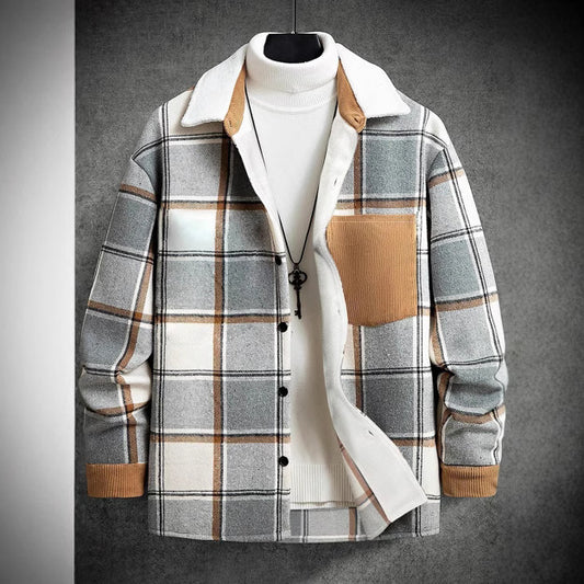 Fashion Men's Retro Outerwear Brushed Shirt Coat