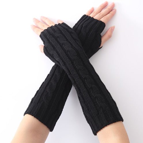 New Hemp Pattern Knitted Wool Fashion Half Finger Gloves