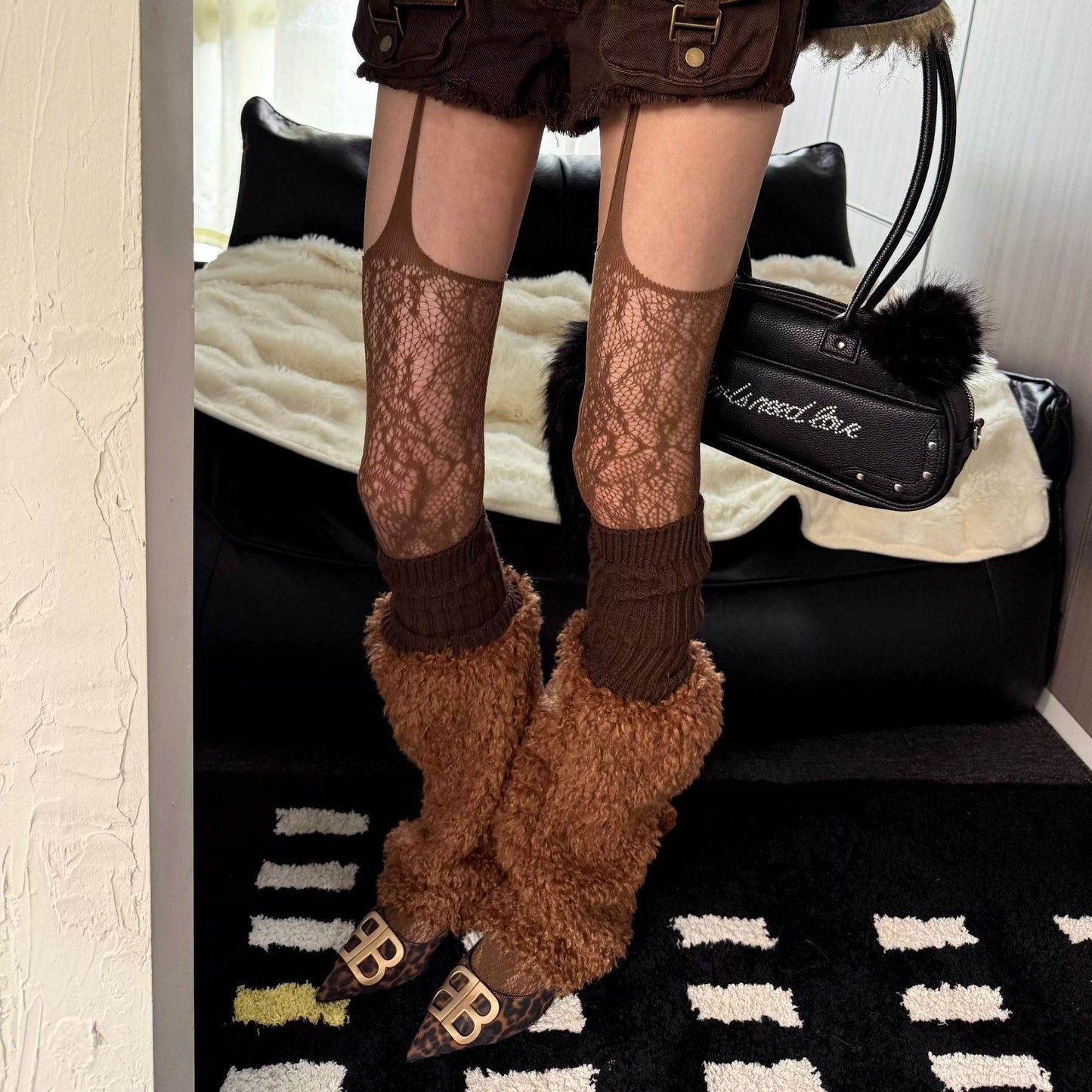 Artistic Vintage Floral Openwork Classic Suspender Stockings