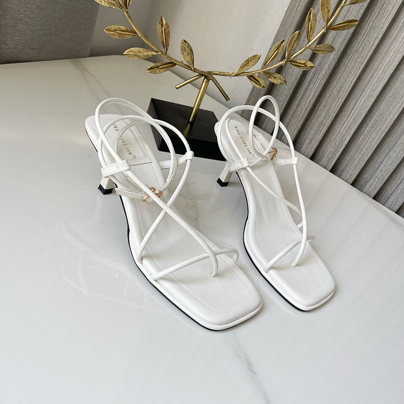 Simple Temperament Versatile Cross Buckle Strap Roman Sandals