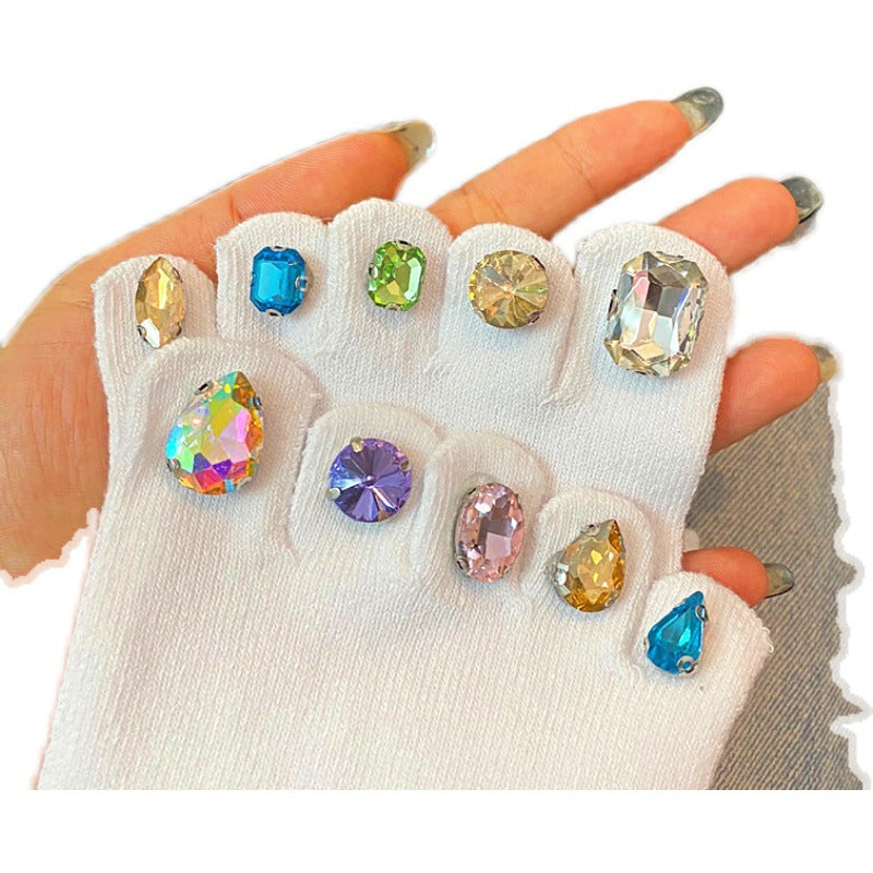 Toe Thin Sandals With Diamond Five-finger Socks Crystal Split Toe