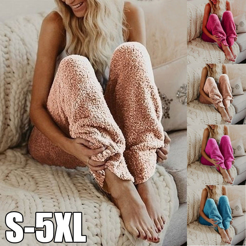 Solid Color Loose Plush Pants