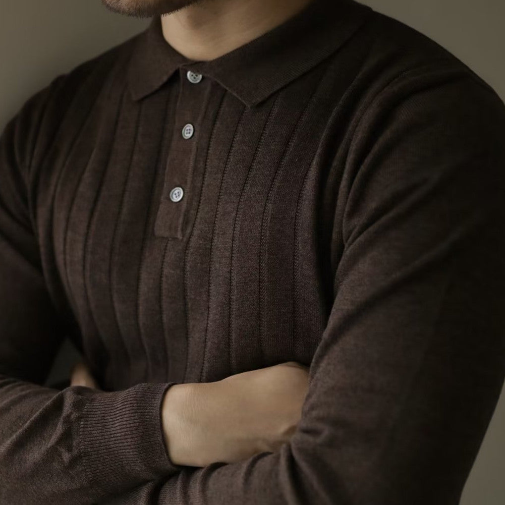 Lapel Long Sleeve Polo Shirt Casual Sweater