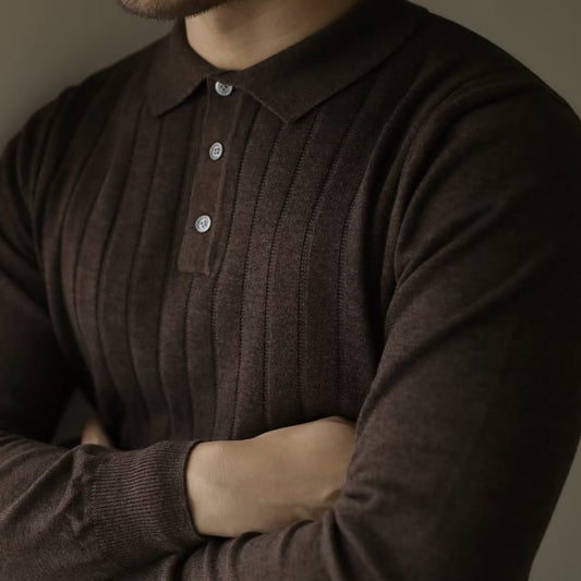 Lapel Long Sleeve Polo Shirt Casual Sweater