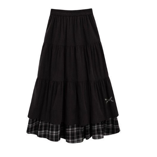 Thickened Japanese-style High-waisted Slimming Bow A-line Long Skirt