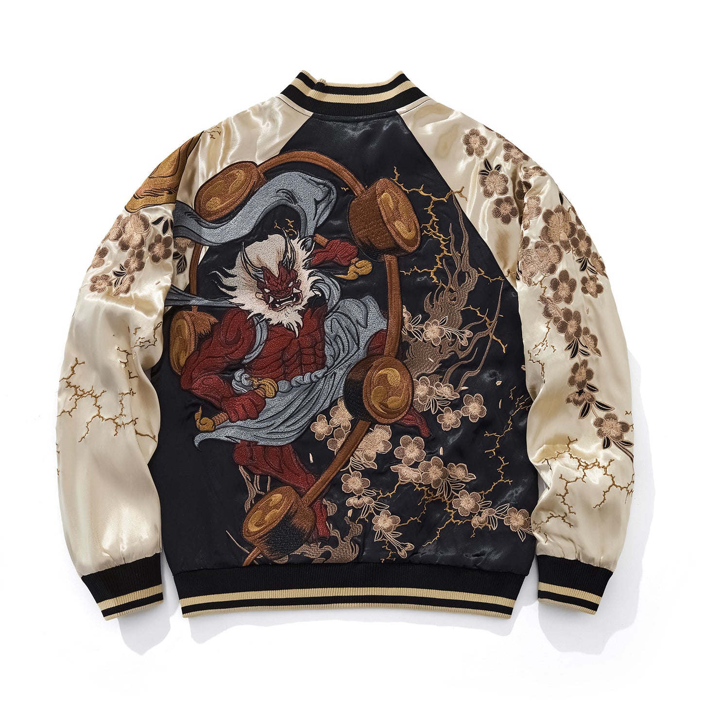 Mens Loose Fit Polyester Embroidered Chinese Style Jacket