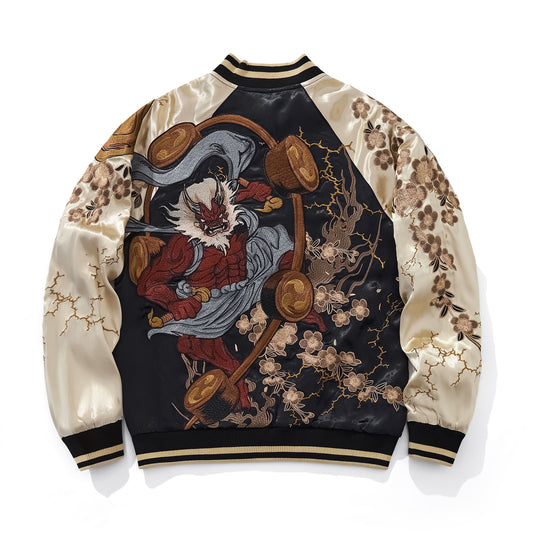 Mens Loose Fit Polyester Embroidered Chinese Style Jacket