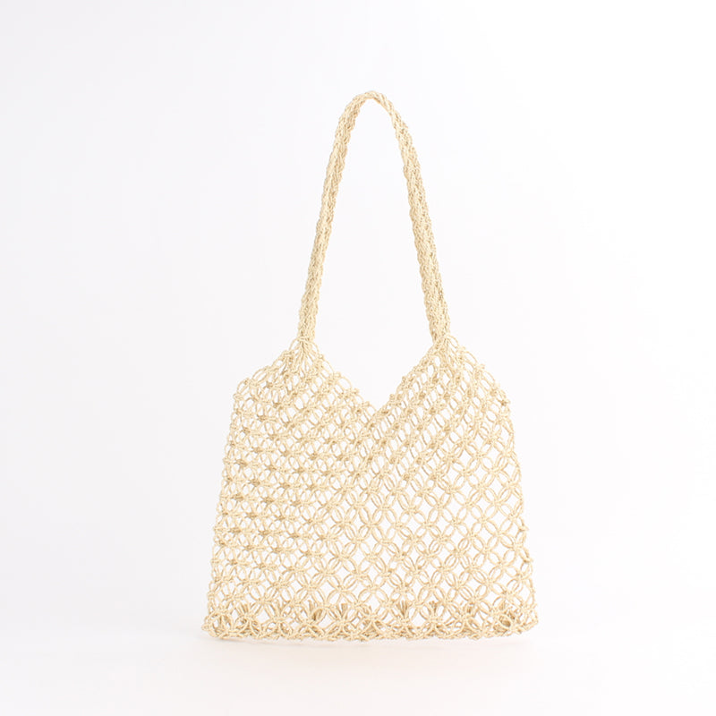 Copper Coin Clasp Hand Unlined Braided Beach Bag