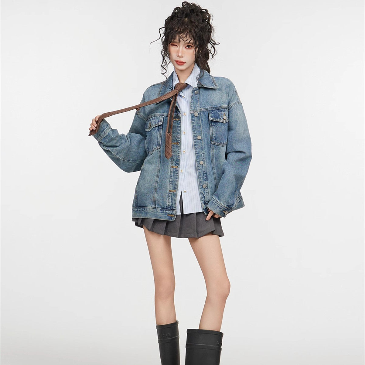 Retro Blue Denim Coat Women's Loose