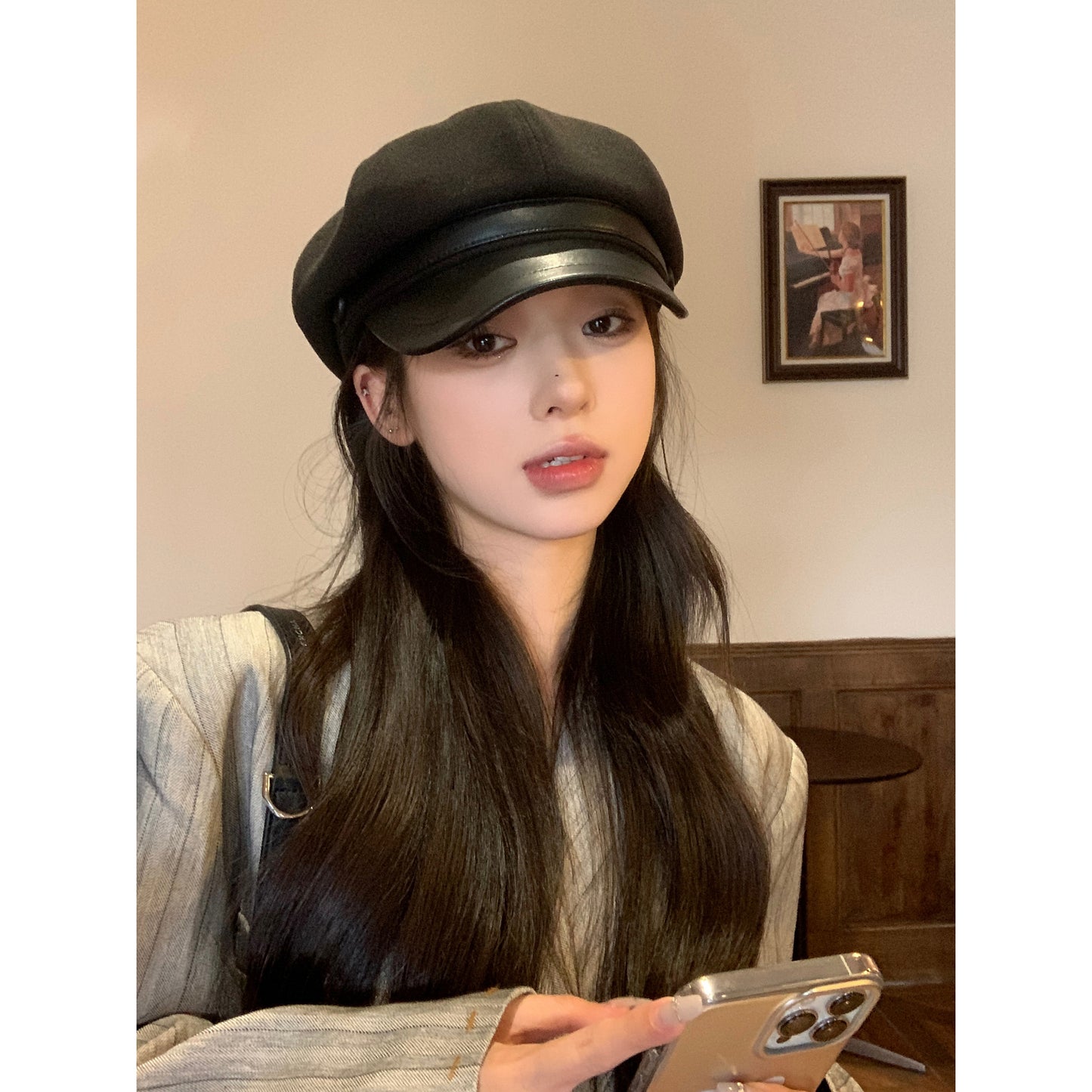 Autumn And Winter Women's Woolen Octagonal Cap Beret