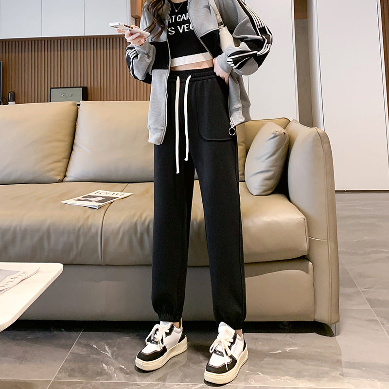 Thickened Plush One-piece High Waist Pants