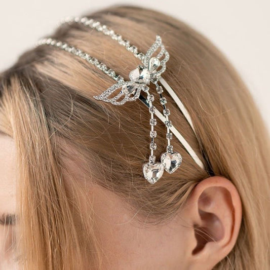Fairy Elegant Princess Crystal Wings Love Tassel Headband Hair Accessories