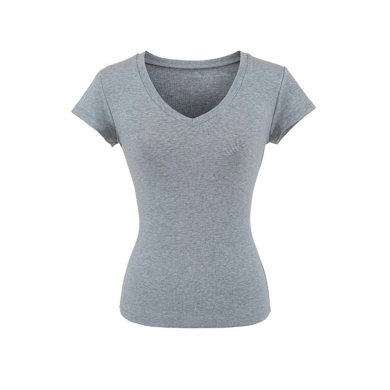 Silk Short-sleeved T-shirt Women's Short Waist-controlled Top