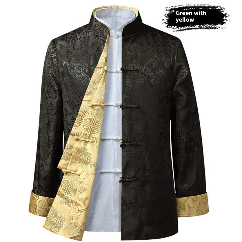 Men's Tang Suit Spring And Autumn Thin Coat Double-sided Wear