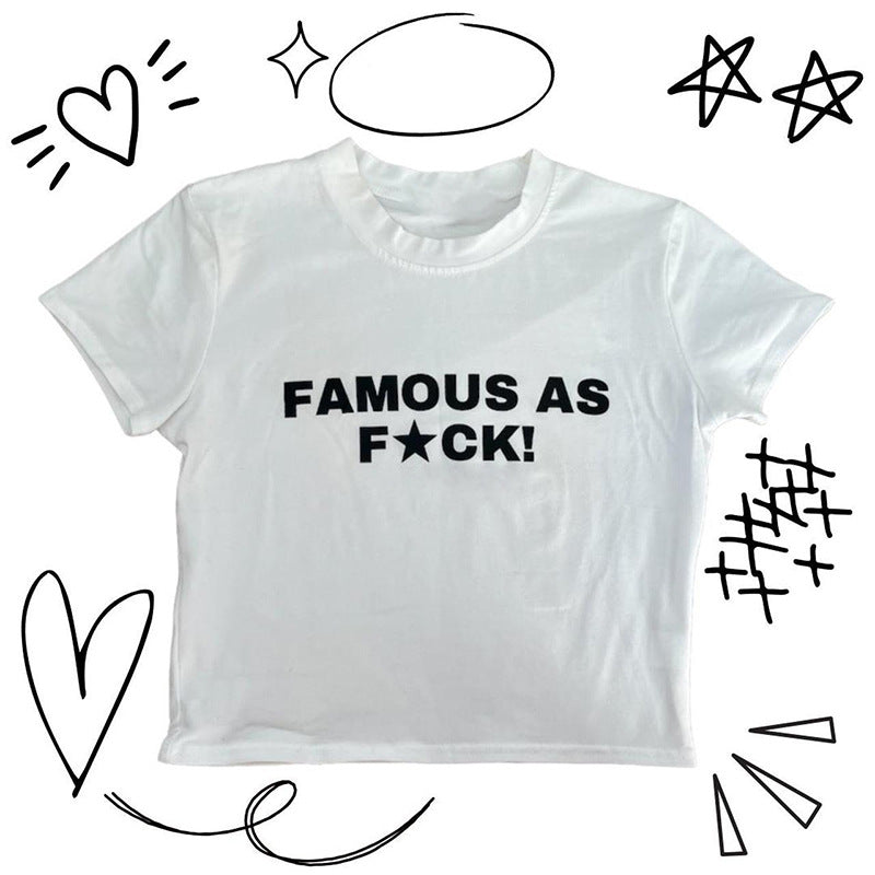 Summer Round Neck Pullover Short Sleeve Letter Print Women's Top T-shirt