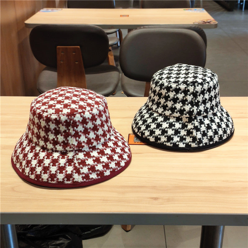 Retro Black And White Classic Thousand Bird Case Fisherman Hat Big
