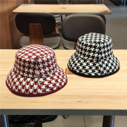 Retro Black And White Classic Thousand Bird Case Fisherman Hat Big