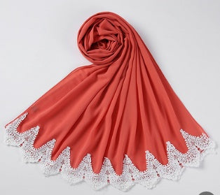 Nyt Perle Chiffon Tørklæde Malaysia Mode Syning Knipling Tørklæde