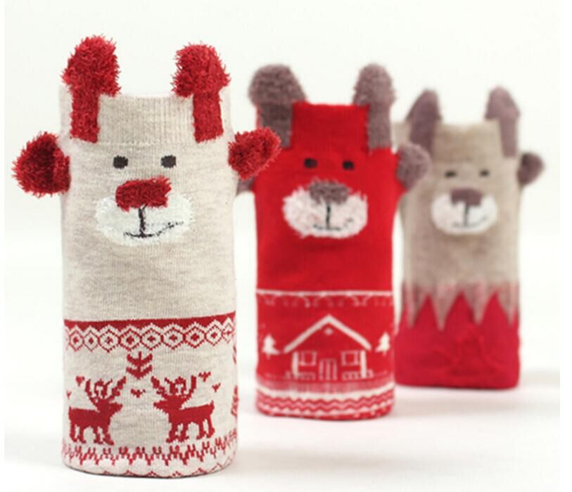 Christmas  Theme Red Natal Year Socks