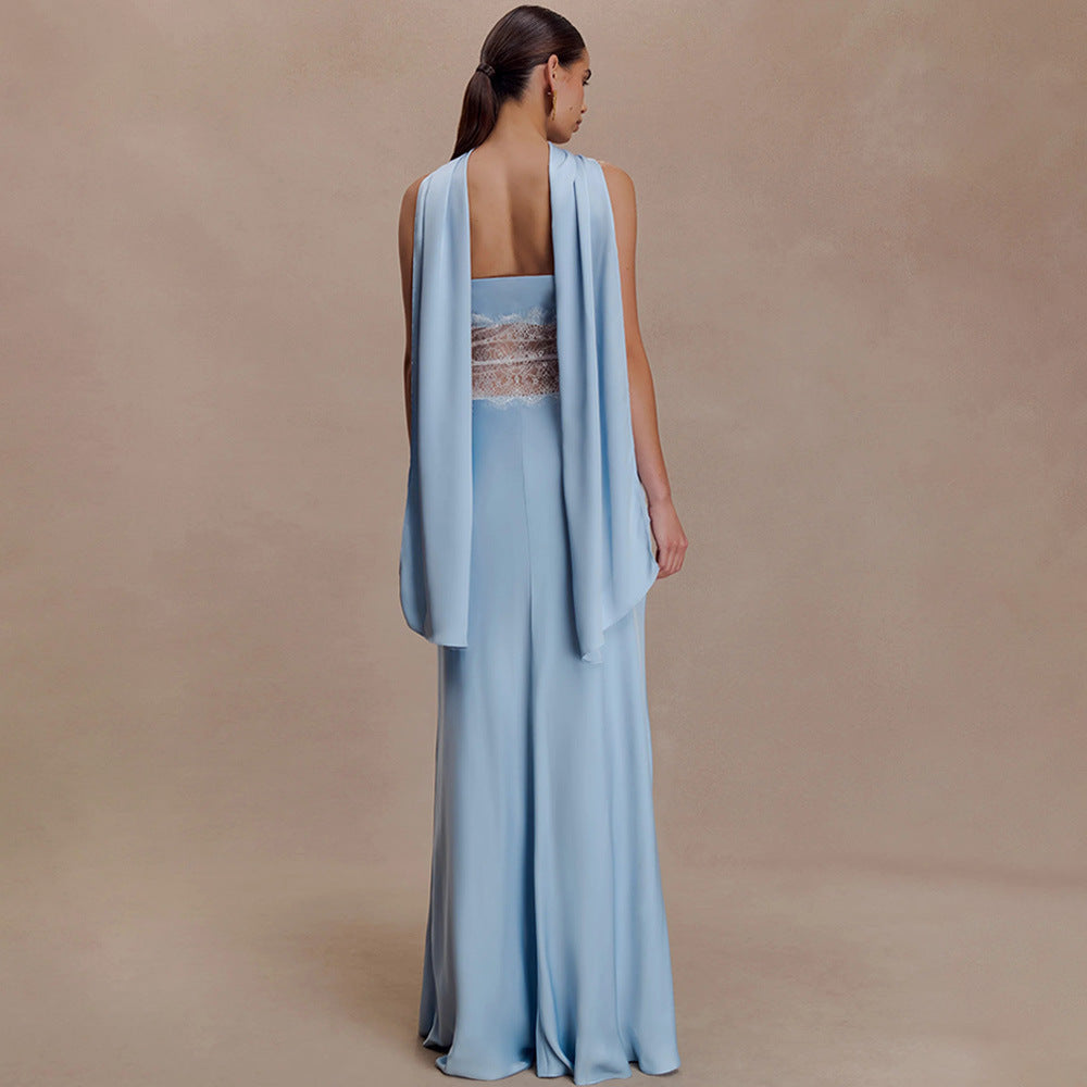 Edgy Lace Tube Dress With A See-through Design