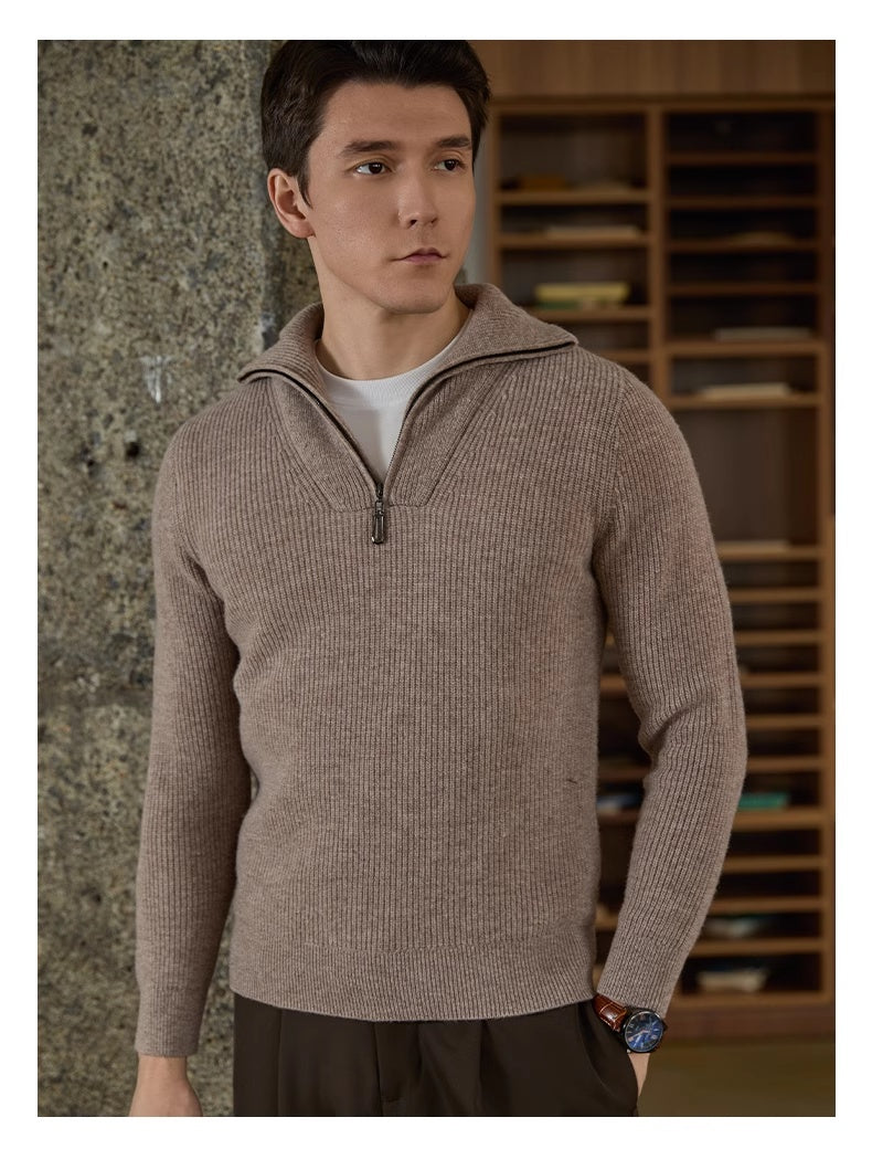 Half-height Zip Turtleneck Sweater Men's Long Sleeve