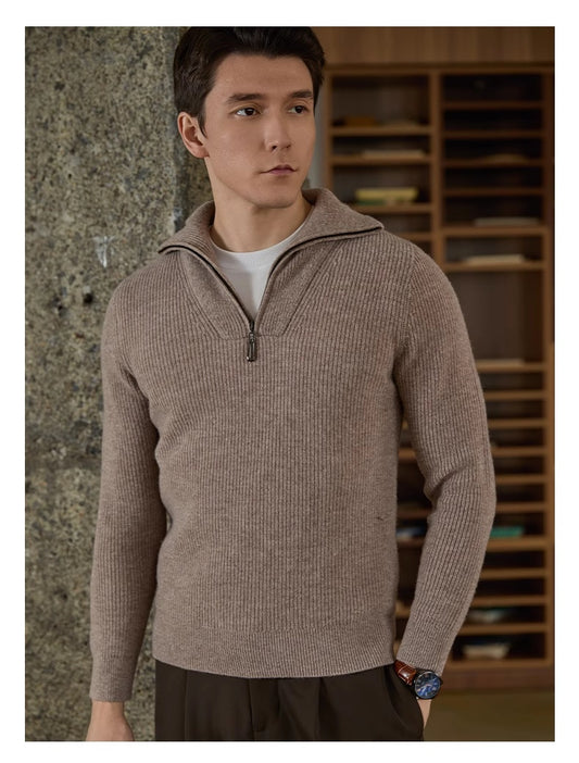Half-height Zip Turtleneck Sweater Men's Long Sleeve