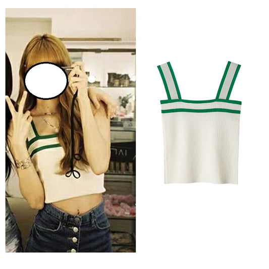 Slim Slim Short Suspender Knitted Top Tank Top Female