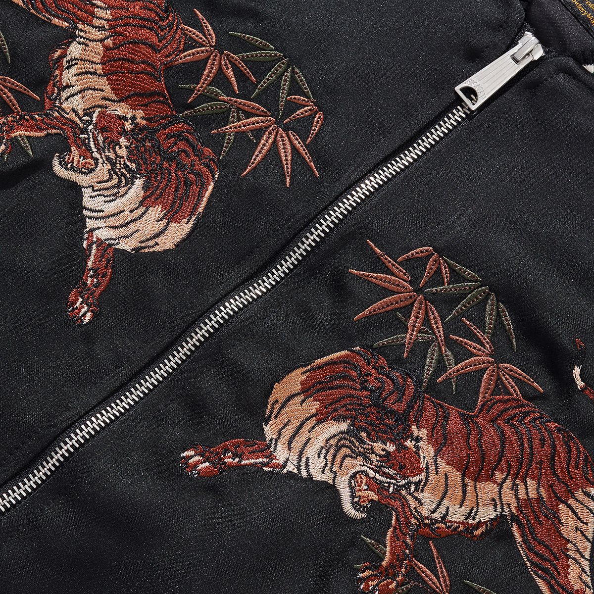 Kraftig Broderet Tigerdesign Baseballjakke til Mænd