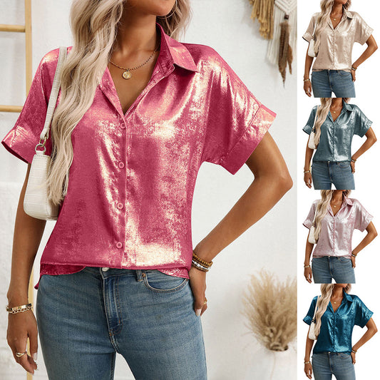 Casual Relaxed Fit Womens Short Sleeve Top