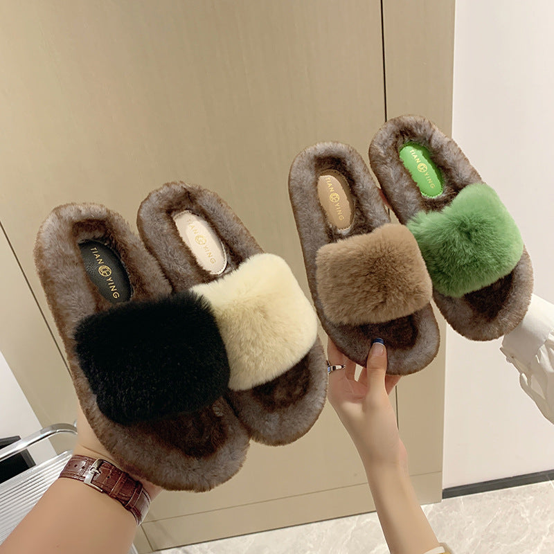Women's New Flat Bottomed Casual Wool Slippers