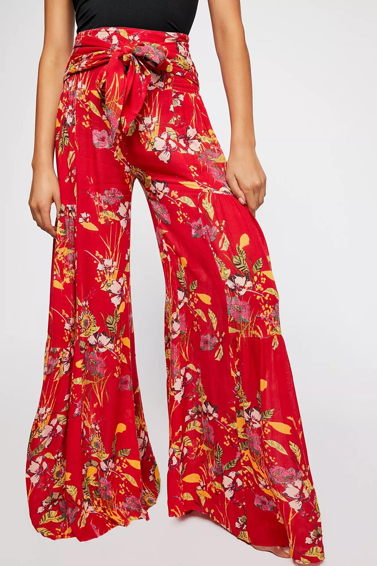 New Digital Printed Women's Loose Casual Pants Beach Wide