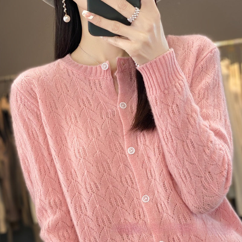 Slimming Round Neck Sweater Coat Women's Top