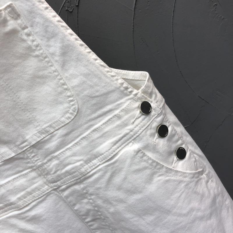 Denim Suspender Pants Women's Loose Straight-leg Edged Wide Leg Shorts