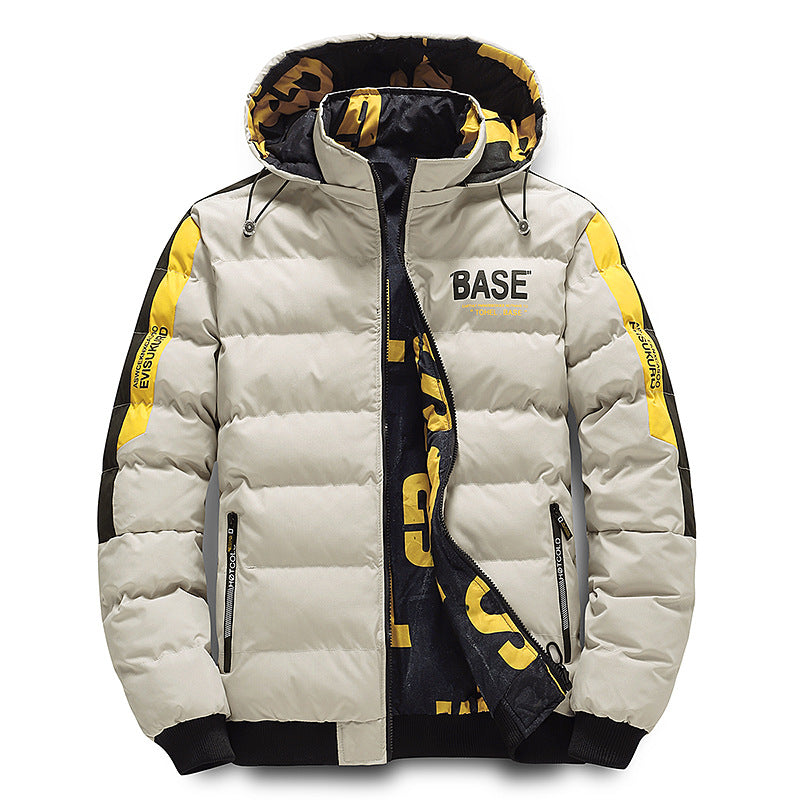 Korean-style Trendy Hooded Sporty Casual Full-print Reversible Cotton Jacket