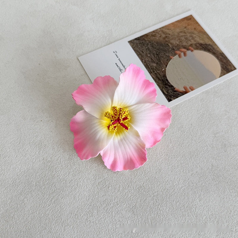 Simulation Hibiscus Hair Clip Women Atmosphere Seaside Photography Headwear Flower Side Clip