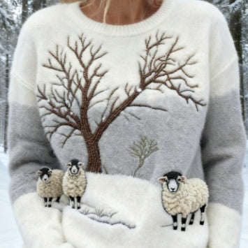 Womens Printed Christmas Flannel Hoodie Top