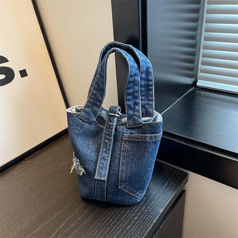 Lady's Fashion Denim Portable Bucket Bag