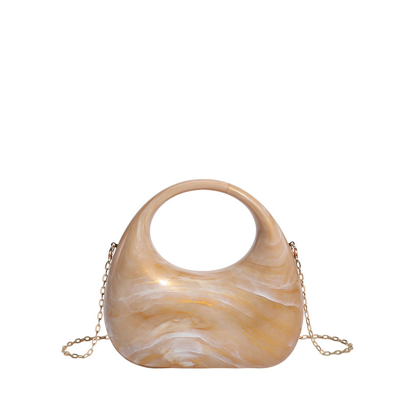 Womens Evening Handbag With A Moon-shaped Underarm Design  Acrylic Box Bag,